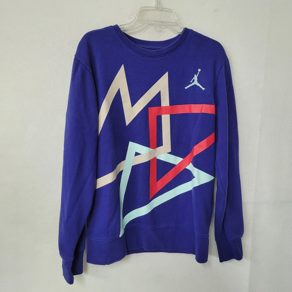 Jordan Kids Sport DNA Logo Sweatshirt Pullover Long Sleeve Crewneck‎ Blue XL